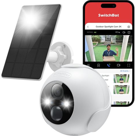 Kit de caméra de sécurité sans fil, caméra extérieure 2K avec panneau solaire, surveillance continue pour la sécurité de la maison, vision nocturne en couleur, détection de mouvement IA pour (1/5)