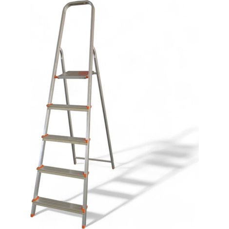 Scala professionale in alluminio portata 150 kg con gradini antiscivolo ideale per uso domestico e lavori edilizia - 4 gradini (1/5)
