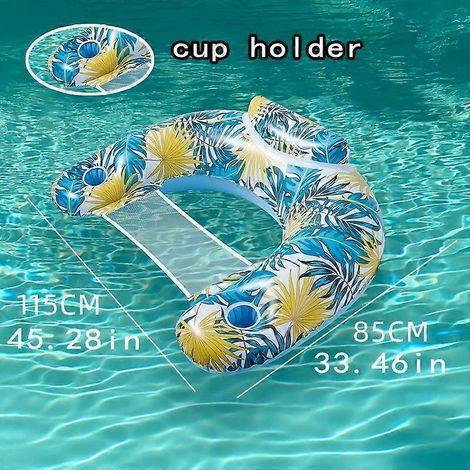 Aufblasbare Pool-Liege mit Getränkehaltern, robuste Schwimminsel (1er- oder 3er-Pack) mit Kopfstütze und Tragetasche für Pool, See und Strand (1/5)