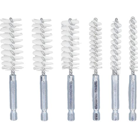 Beyamis Lot de 6 brosses en nylon blanc - Nettoyage perceuse, 4 pouces avec tige 1/4 (1/5)