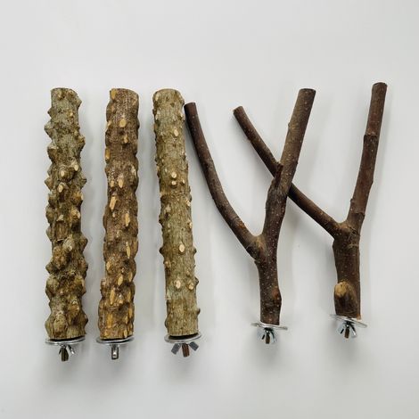 5 perchoirs en bois naturel pour perroquets - accessoires pour cage à oiseaux (1/5)
