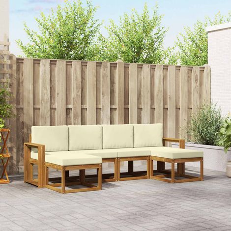 Outdoor-Sofagarnitur mit Kissen 6 pcs Natur und Creme