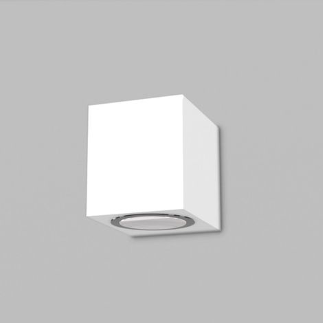 Applique moderno lampadari bartalini ebuk one gu10 led ip54 alluminio vetro monoemissione, finitura metallo bianco