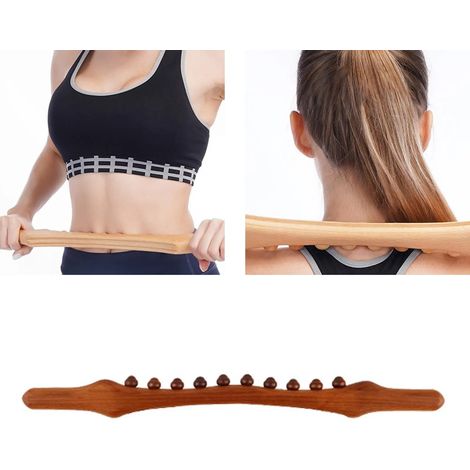 Bâton de massage Guasha en bois, outil de massage à 10 billes, masseur d'acupuncture relaxant pour la taille et le dos-AquaForge