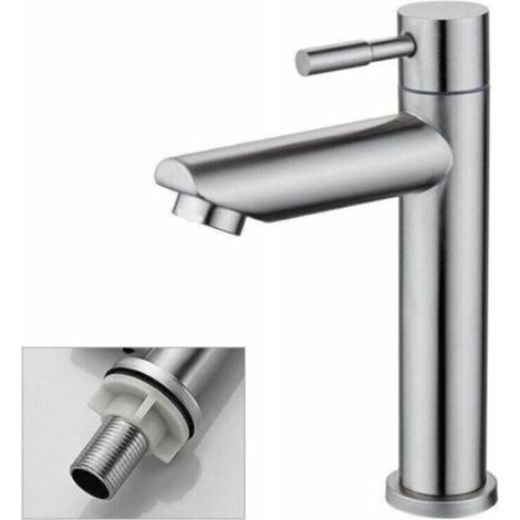 Robinet Salle Bain Eau Froide Uniquement Robinet Lavabo Surface Chromé en Cuivre Durable Robinetterie Lave Mains Cartouche Mousseur Démontable Pratique pour Nettoyer ou Remplacer..