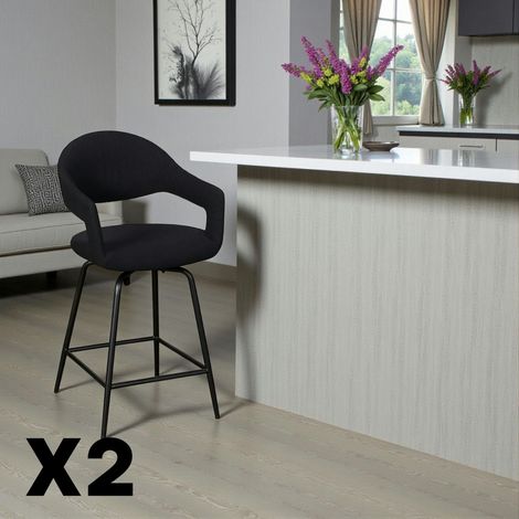 Chaise de bar pivotante noire à dossier ouvert (lot de 2) TREVI (1/5)