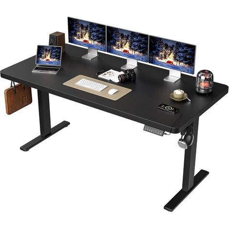 Schreibtisch höhenverstellbar 160x80 28mm Schwarz 160 x 80 cm Pro (1/5)