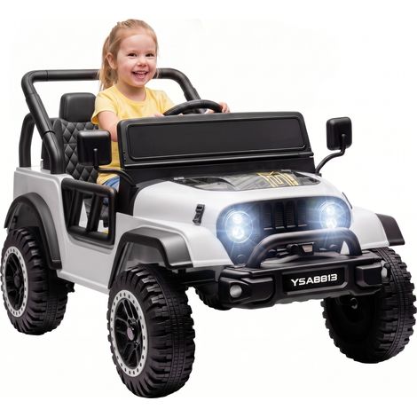 Buggy électrique enfants - AIYAPLAY - 12 V - 2 moteurs, télécommande 2,4 G, batterie lithium - PP et acier - 101x65x61cm - blanc (1/5)