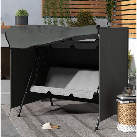 Copertura per dondolo da giardino 177x114x152 cm grigio scuro in poliestere con protezione UV e chiusura a zip (1/5)
