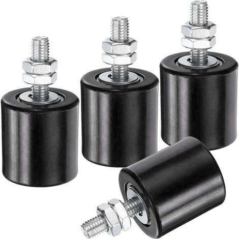 Nero, Set di 4 rulli guida per cancello scorrevole, 4,3 cm nylon, supporto per cancello, cuscinetto a sfera sigillato guida universale per