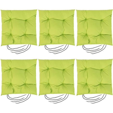 Gardenista - Getuftete Stuhl-Sitzauflage für den Außenbereich mit sicheren Bändern, 40x40 cm wasserabweisendes Stuhlkissen, langlebige Sitzpolsterung für Gartenmöbel - Limette (6pk) (1/5)