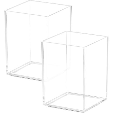 2 Acryl-Pinselbehälter – 2er-Set – Transparent – Mehrzweck-Organizer – Schreibtisch und Make-up – Kompakt (1/5)