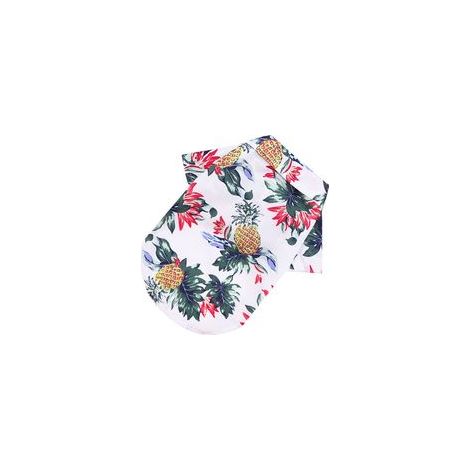 T-shirt chien motif plage imprimé cocotier hawaïen, vêtement été, 5XL, ananas blanc –