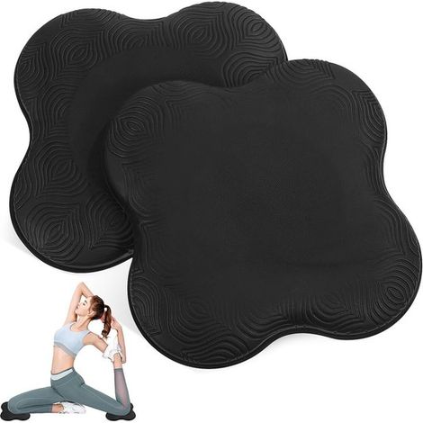 Almohadillas de soporte para rodillas de yoga (paquete de 2), tobillos, codos y manos, ejercicios de codo, muñeca y mano, Negra, 20x20cm (1/5)