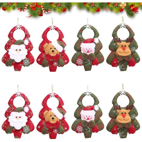 Adorno Navidad Colgante - Muñeco Navidad Alce Hombre Nieve Oso Reno - Fieltro - 18 x 13 cm - 8 Unidades (1/5)