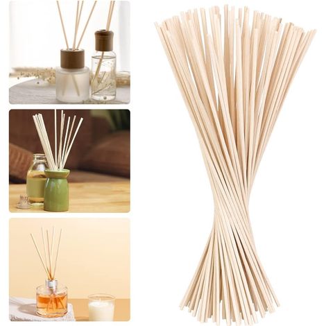 Confezione da 100 bastoncini di legno e rattan per diffusori di fragranze - Bastoncini di ricambio per diffusori di oli aromatici (30 x 3 mm) (1/5)