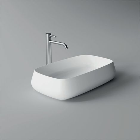 Lavabo Nur appoggio/sospeso 60x35 rettangolare in ceramica bianco