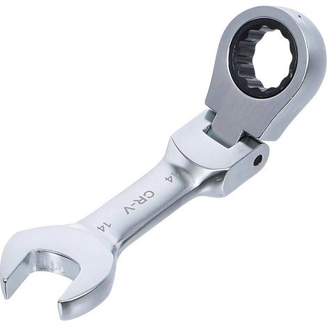 Clé Mixte à Cliquet Courte 14 mm - Acier, Ergonomique et Pratique, Zones Difficiles - D-Work