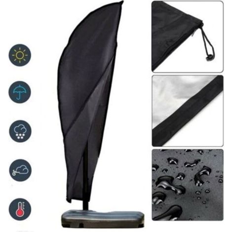 Grande housse imperméable pour parasol déporté avec fermeture éclair et cordon, 265 cm, noir (1/4)
