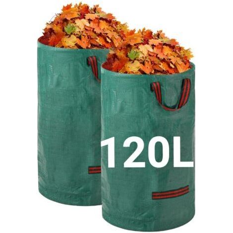 Robuste Gartenabfallsäcke – 2er-Pack, 120 l, wiederverwendbare Gartensäcke mit Griffen – strapazierfähiges Gewebe für Laub, Abfall und Gartenabfälle – wasserdichte Gartenabfallsäcke (1/5)