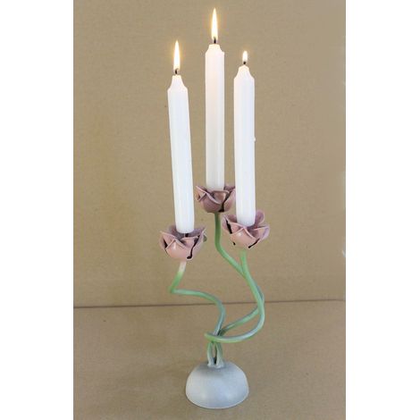 Kerzenhalter Rose Kerzenständer aus Metall 27 cm für 3 Kerzen Kerzenleuchter (1/5)