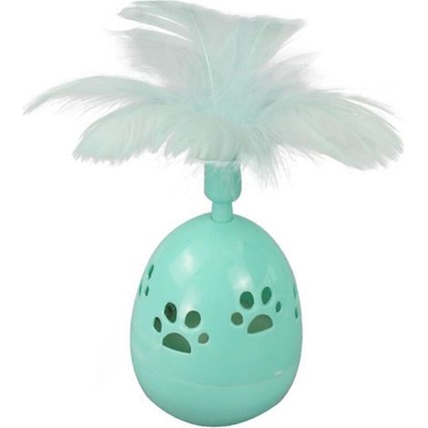 SABIR Balle d'équilibre rotative irrégulière de Jouet de gobelet de Chat interactif pour l'exercice de Chaton Stimuler l'instinct de Chasse IQ Jouet teaser pour chat avec plume et cloche. (1/5)