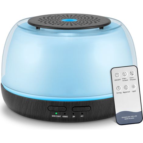 Ätherisches Öl-Diffusor mit 10,14 oz Fassungsvermögen, Kaltnebel-Luftverteiler, Fernbedienung, USB-C-Netzkabel und 7-farbiger LED-Beleuchtung geeignet für den Einsatz im Schlafzimmer.