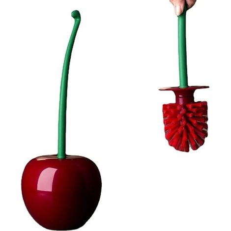 Bardusch-Brosse de toilette Catalpa fleur brosse de toilette vin rouge cerise forme porte-brosse de toilette ensemble en plastique (1/5)