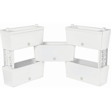 1PZ KIT FIORIERA RETTANGOLARE BRICK 5 PZ. Col. Panna cm. 60x23x27 h (1/2)