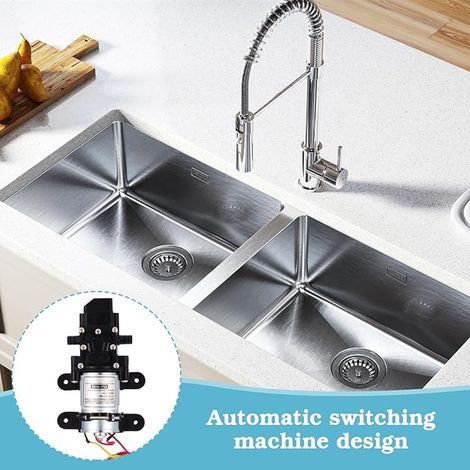 HSEAMALL pompe à eau à membrane, pompe de pulvérisateur électrique auto-amorçante avec interrupteur de pression 100PSI 4L/Min pour RV caravane bateau nettoyage