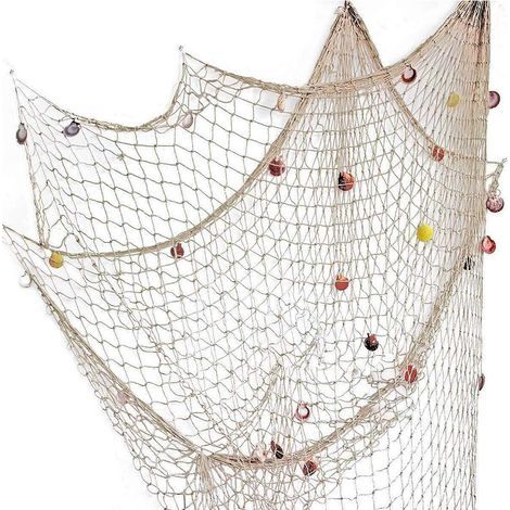 Filets de Pêche Décorés Résille pour Thème Nautique Style Méditerranéen Photographie Décoration Tentures Murales Décor (1/5)