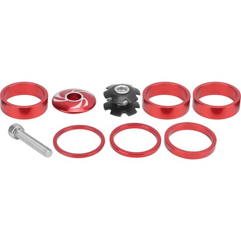 6Pcs Entretoises de Potence Vélo Aluminium Alliage pour Guidon VTT Rouges (1/5)