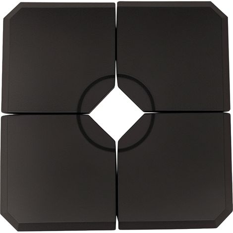 Outsunny Schirmgewicht, 4-tlg. Schirmständer, mit 80 kg Wasser oder 120 kg Sand befüllbar, HDPE, Schwarz, 100 x 100 x 9,5 cm