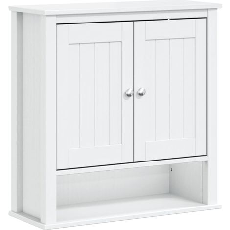 Armoire murale de salle de bain BERG blanc bois massif (1/5)
