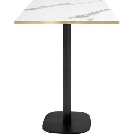 Mange-debout 60 x 60 cm - modèle Round marbre blanc chants laiton
