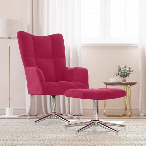 vidaXL Chaise de relaxation avec tabouret Rouge bordeaux Velours (1/5)