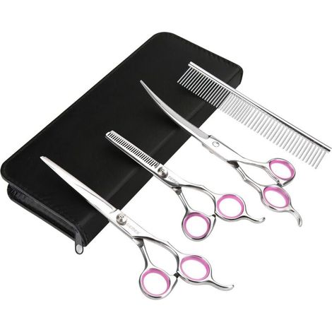 4-teiliges Set Hundepflegescheren, Haustierpflege-Scheren-Set, gerade und (1/5)