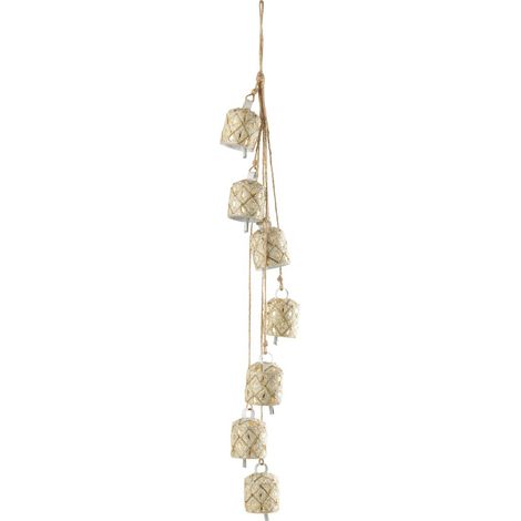 Suspension de Noël Perlée "7 Cloches" 45cm Doré