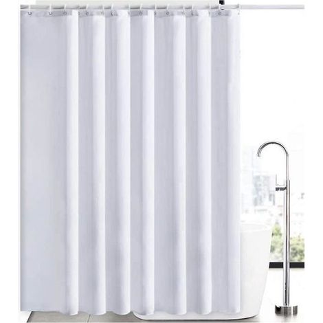 Rideau de Douche Couleur Unie - Imperméable - 180 × 180 cm Blanc (1/4)