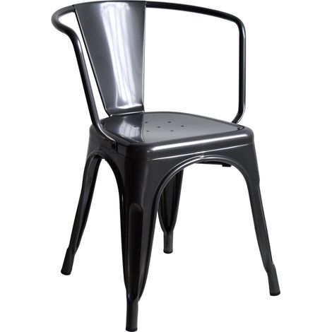 Pack 4Uds. Silla Tudix Industrial Vintage con Brazos 49x50x74cm Gun Metal (1/5)