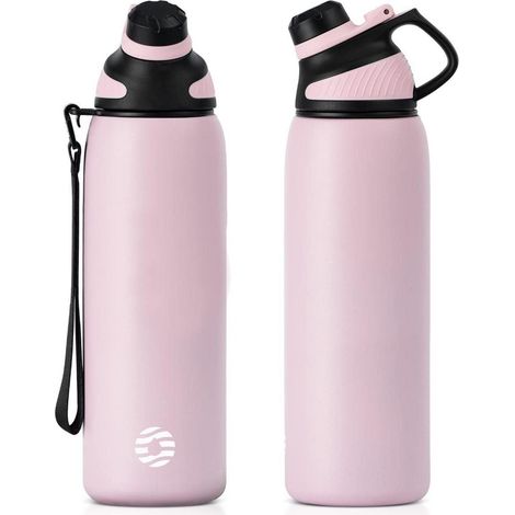 Trinkflasche Edelstahl Sport Magnetdeckel 1L BPAfrei Rosa 1000 ml (1/5)