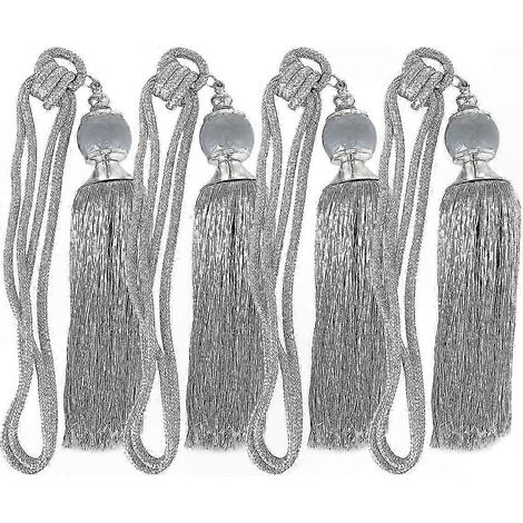 Set mit 4 handgefertigten Raffhaltern mit Quasten, elegante Kordelhalter für transparente Gardinen, kunstvolle Wanddekoration im europäischen Stil für Ihr Zuhause (1/4)