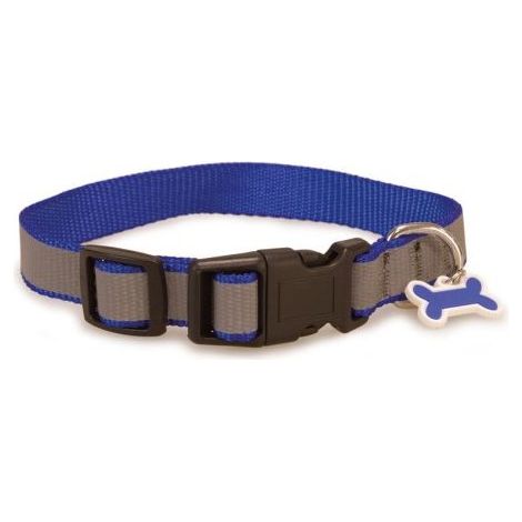 COLLAR PERRO REFLECTANTE AZUL 1,6x25/35cm.