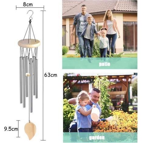 Carillon à Vent,Carillons Éoliens Décoratifs D'extérieur + 6 Tubes en Aluminium,Sonnette à Vent Suspendu,Cloches à Vent,pour Patio (1/3)