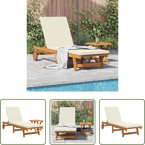 Chaise longue bois - Transat 1-personne 2 pcs Marron Bois d'Acacia Massif (1/5)
