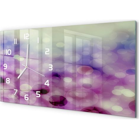 Horloge Murale Horizontale 60x30 cm Verre Trempé Sans Tic-Tac Décoration Salon Roues violettes (1/5)