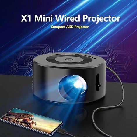 Mini projecteur portable avec haut-parleur intégré, projecteur de films pour home cinéma en extérieur, compatible avec smartphones, tablettes et ordinateurs portables. (1/5)