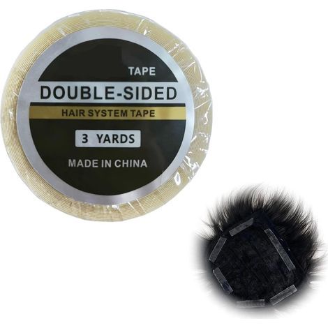 Nastro adesivo biadesivo compatibile con extension per capelli, rotolo da 3 iarde × 8 mm extra forte per parrucche, lace front e posticci, nastro per parrucche trasparente e resistente (1/5)