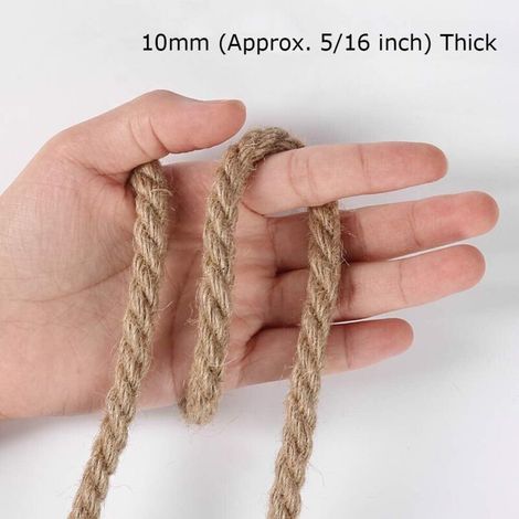 Spago di iuta 20 m, corda di iuta spessa 10 mm, spago di canapa per imballaggio, decorazione della casa, giardinaggio (1/4)