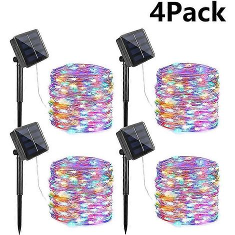 Guirlande lumineuse solaire LED étanche pour extérieur idéale pour les fêtes de Noël - 32 m 300 LED 4 couleurs (1/4)